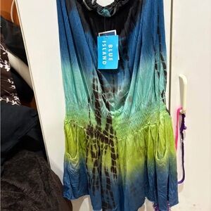 Blue Island Tie-Dye romper size Large new with tags